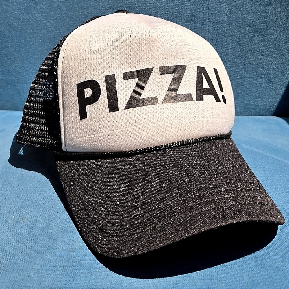 Pizza! Black and White Trucker Hat
